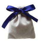 10x12cm Velvet Fabric Drawstring Gift Bags For Jewelry Woven Label